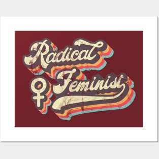 "Radical Feminist" Distressed Rainbow Retro Venus Posters and Art